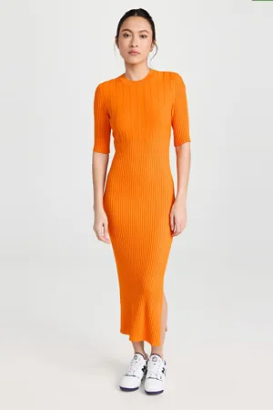 Frame - Mixed Rib Sweater Dress in Nectarine