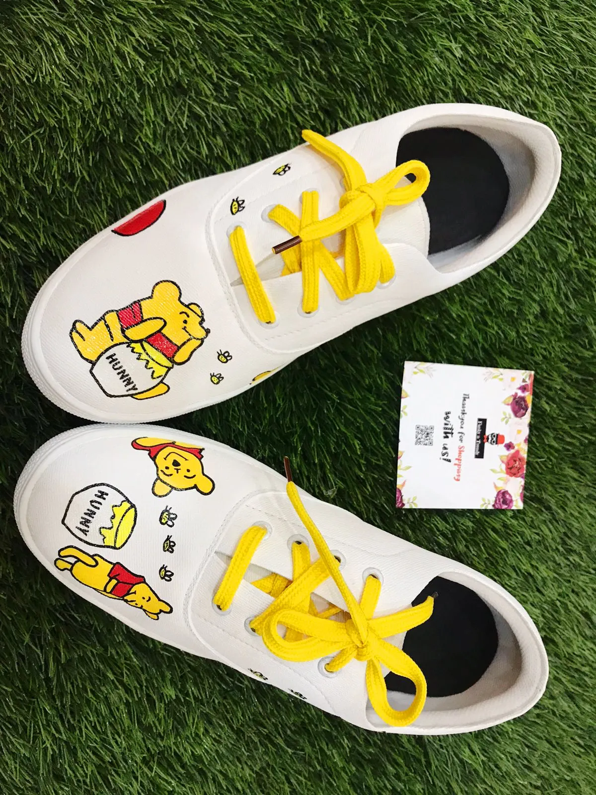 Funky N Trendy hand painted water resistant Winnie the pooh theme casual shoes