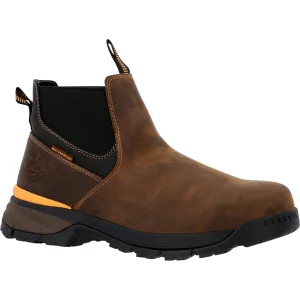 Georgia Mens TBD Waterproof Chelsea Brown Leather Work Boots