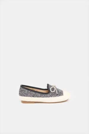 Girls Black Shimmery Espadrille