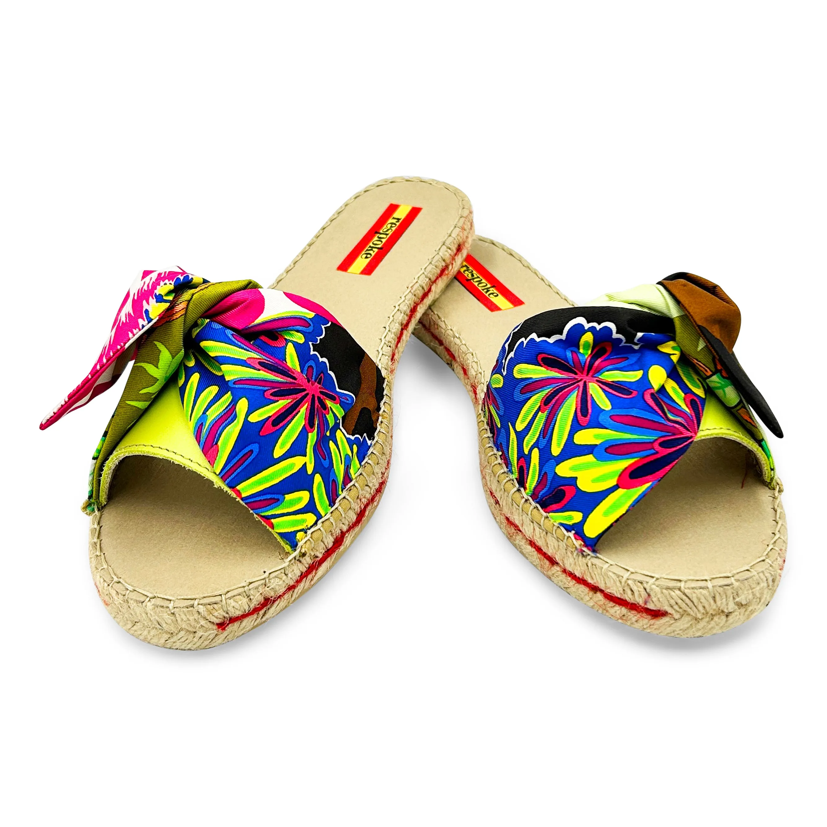 GRACE JUNGLE Pink Bow Slide Espadrilles