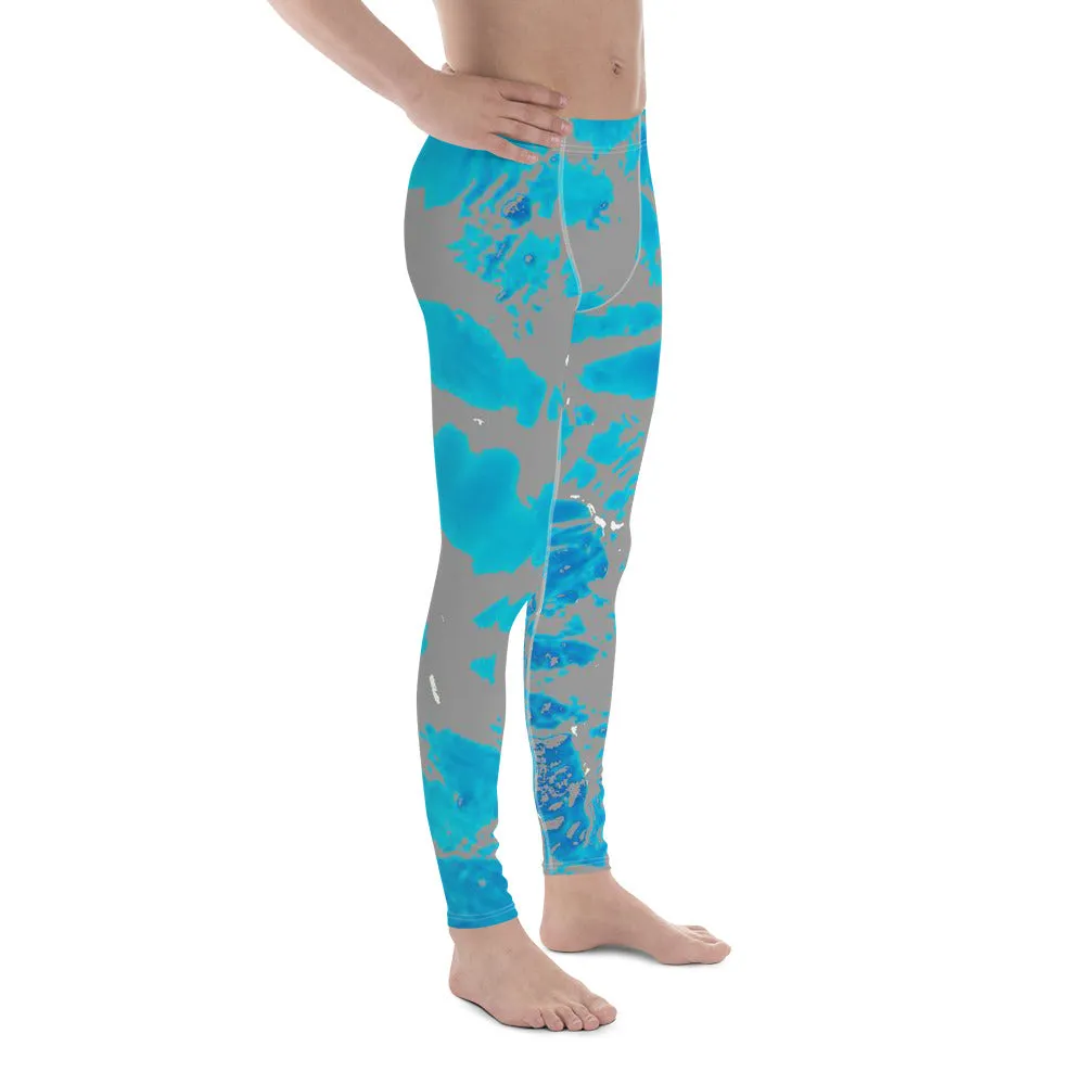 Gray Blue Aqua Meggings, Aqua Water Men's Leggings Yoga Pants-Made in USA/EU (US Size: XS-3XL)