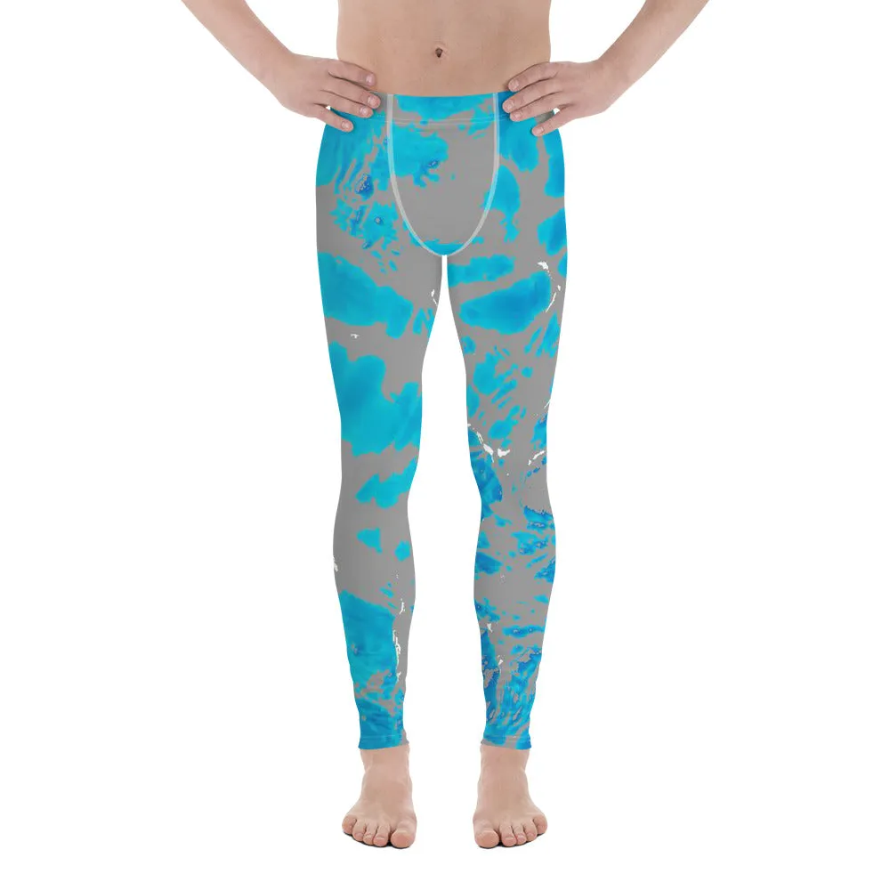 Gray Blue Aqua Meggings, Aqua Water Men's Leggings Yoga Pants-Made in USA/EU (US Size: XS-3XL)