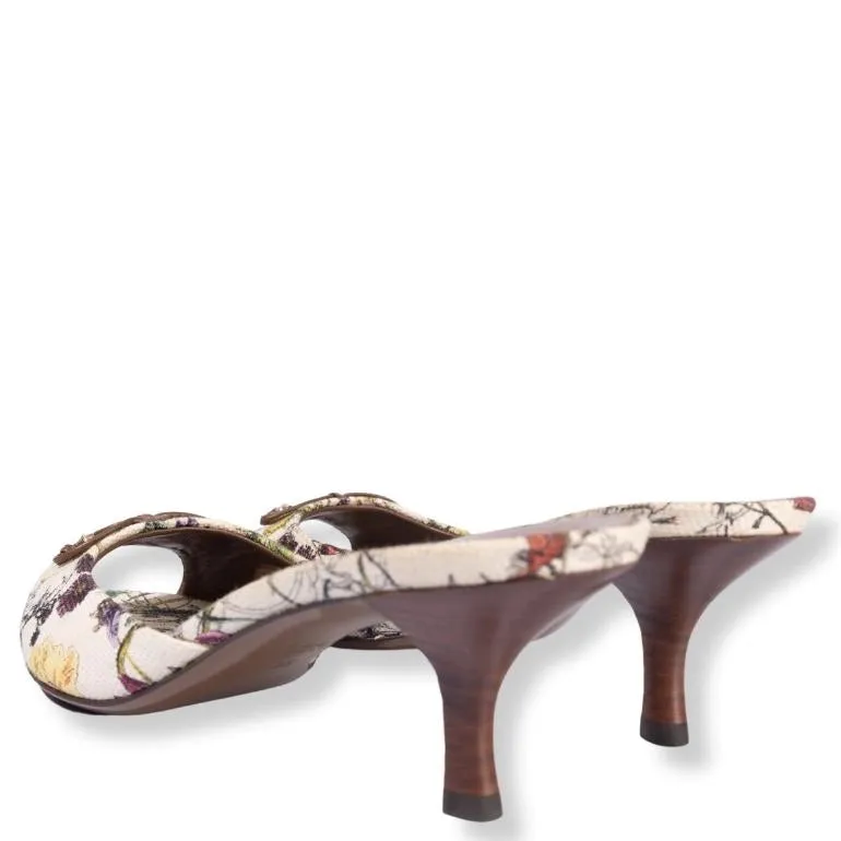 Gucci Bow Accent Floral Print Peep Toe Sandal