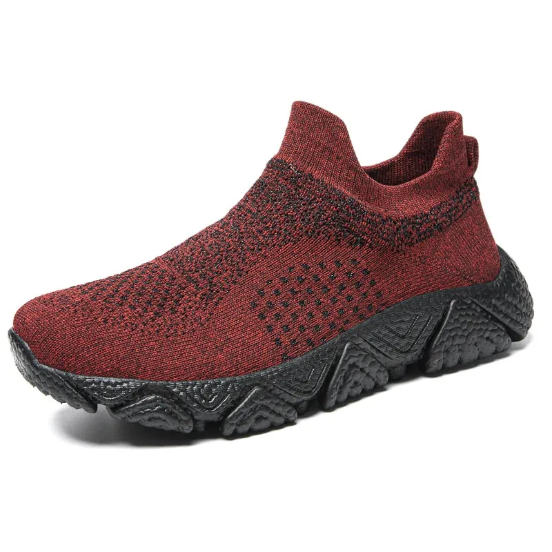 Hnzxzm Fashion Red Breathable Slip On Sneakers Men Espadrilles Ultralight Non Slip Comfort Men Socks Shoes Knitting Mesh Socks Sneakers