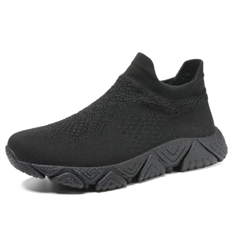 Hnzxzm Fashion Red Breathable Slip On Sneakers Men Espadrilles Ultralight Non Slip Comfort Men Socks Shoes Knitting Mesh Socks Sneakers