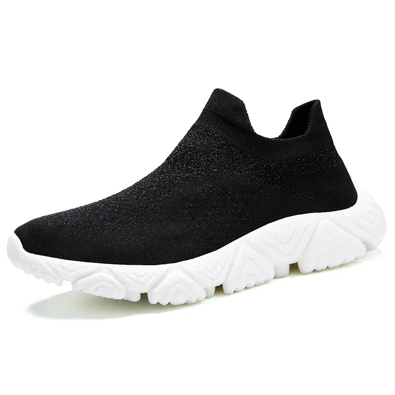 Hnzxzm Fashion Red Breathable Slip On Sneakers Men Espadrilles Ultralight Non Slip Comfort Men Socks Shoes Knitting Mesh Socks Sneakers