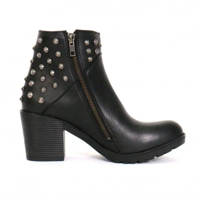 Hot Leathers BTL1003 Ladies 5-inch Black Studded Ankle Leather Boots with Side Zippers