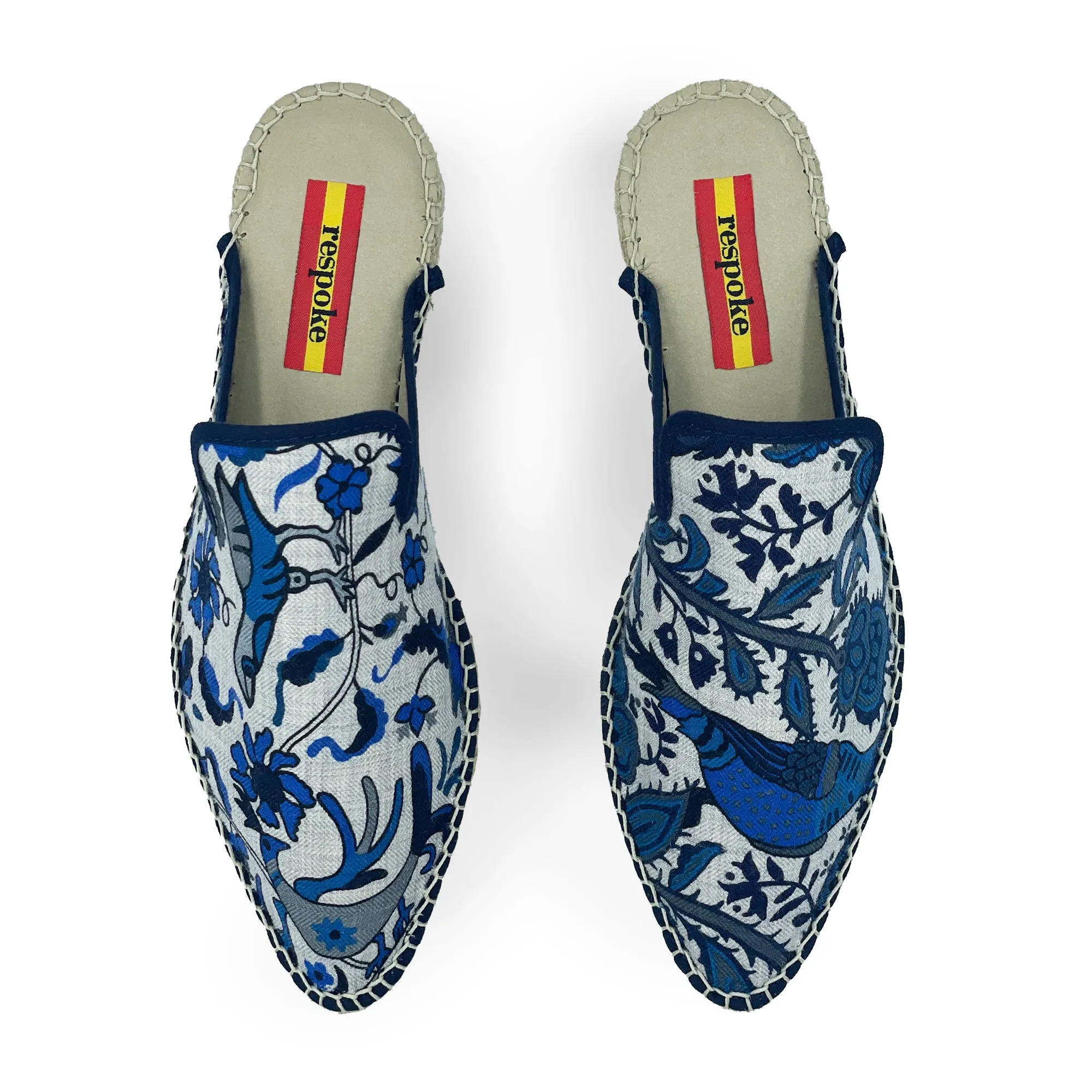 IRENE Blue Silk/Cashmere Cocktail Mule Espadrilles