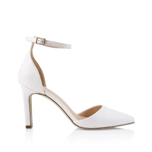 Kitra Closed Toe Heels  - White Smooth