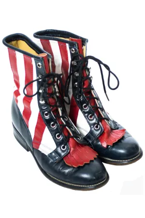 Laredo Vintage Boots American Flag USA red white and blue 7M