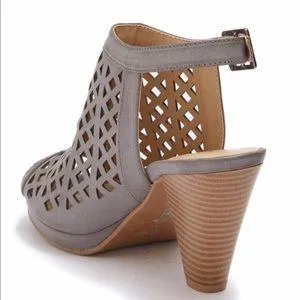 Laser Cut Peep Toe Heels