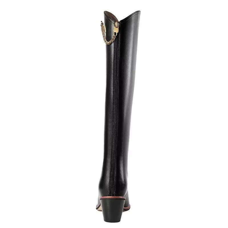 Luxury Leather Pointed Toe Tall Boots