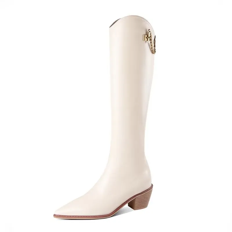 Luxury Leather Pointed Toe Tall Boots