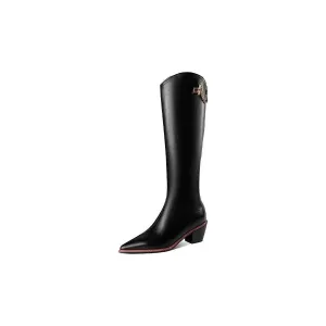 Luxury Leather Pointed Toe Tall Boots