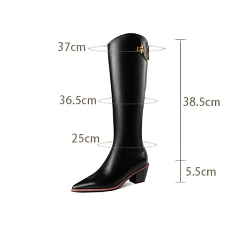 Luxury Leather Pointed Toe Tall Boots