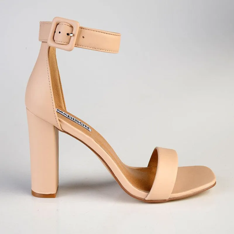 Madison Angelique Classic Block Heel Sandal - Nude