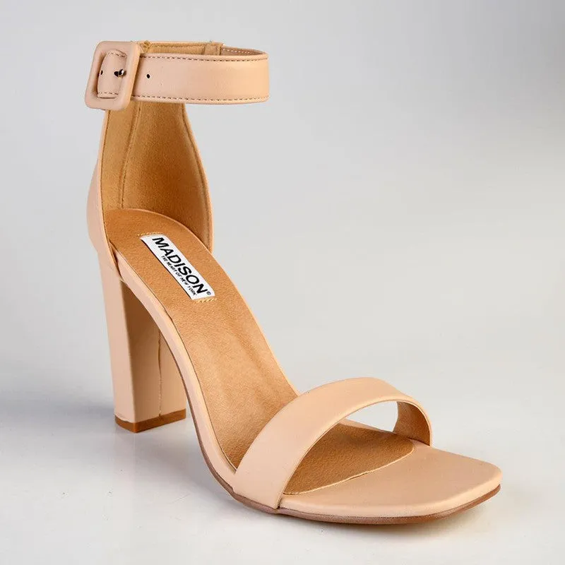 Madison Angelique Classic Block Heel Sandal - Nude