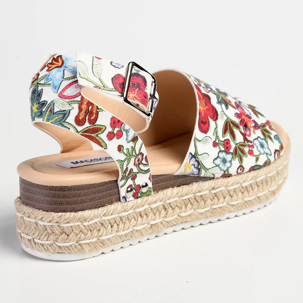 Madison Catherine 2 Espadrille Sandals - White Floral