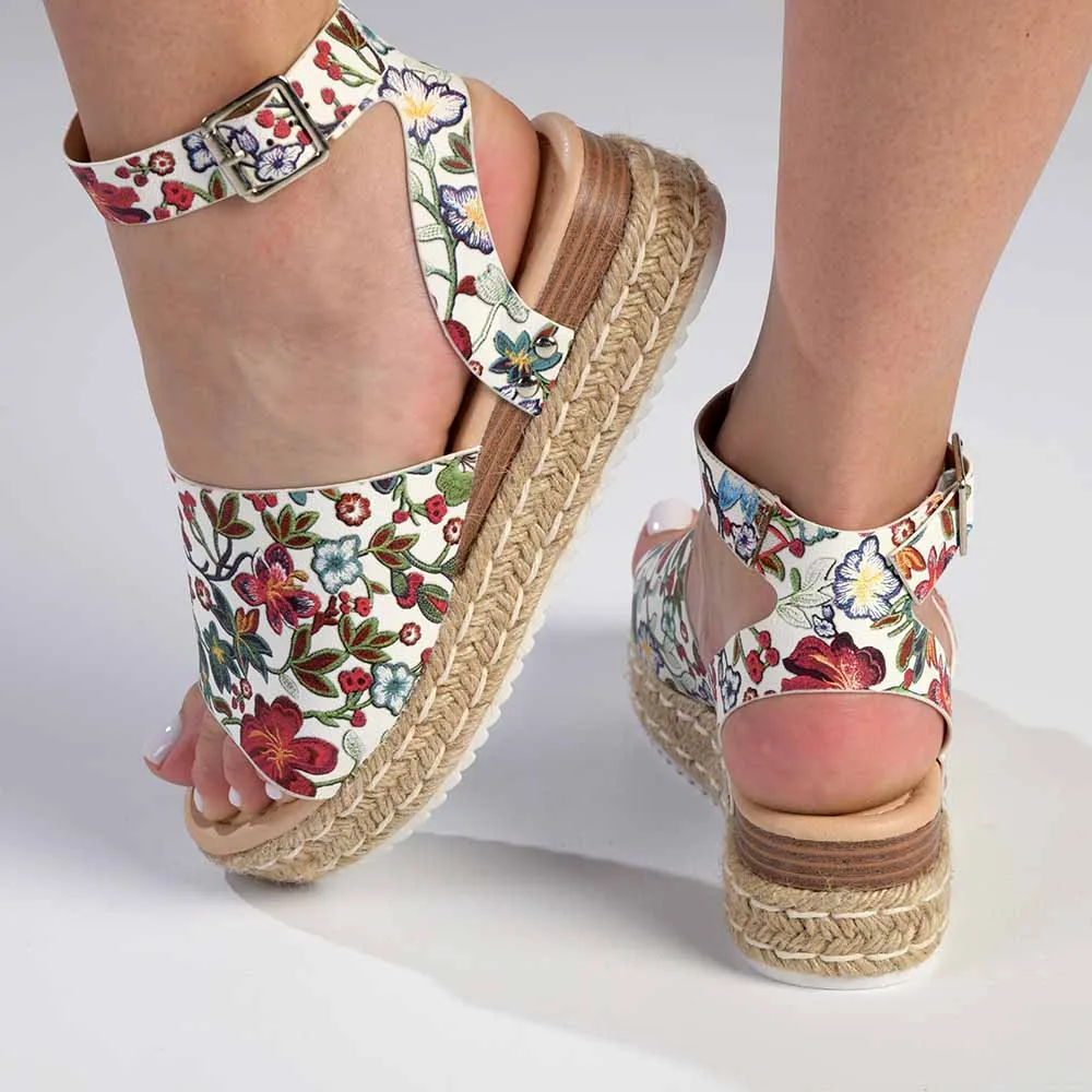 Madison Catherine 2 Espadrille Sandals - White Floral