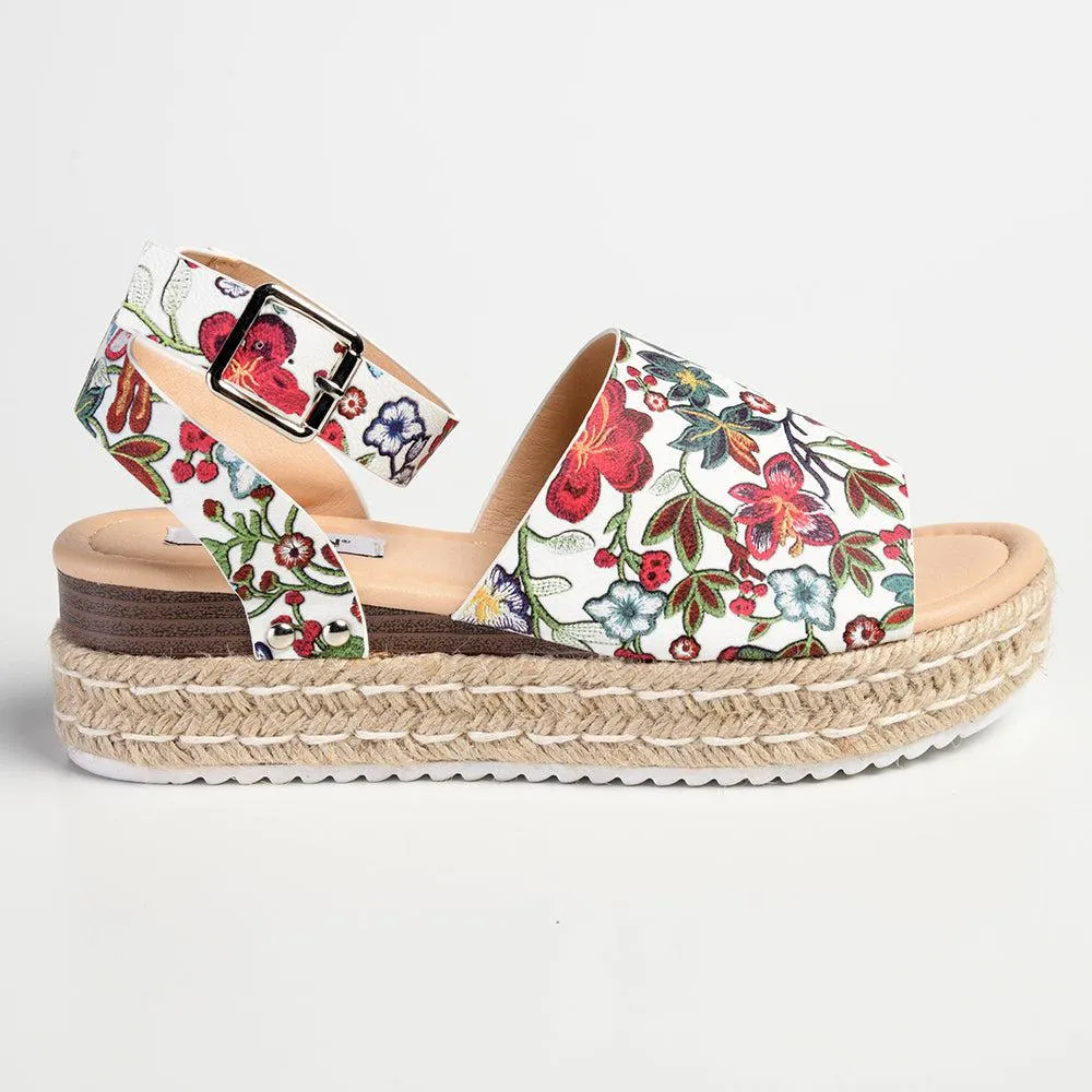 Madison Catherine 2 Espadrille Sandals - White Floral