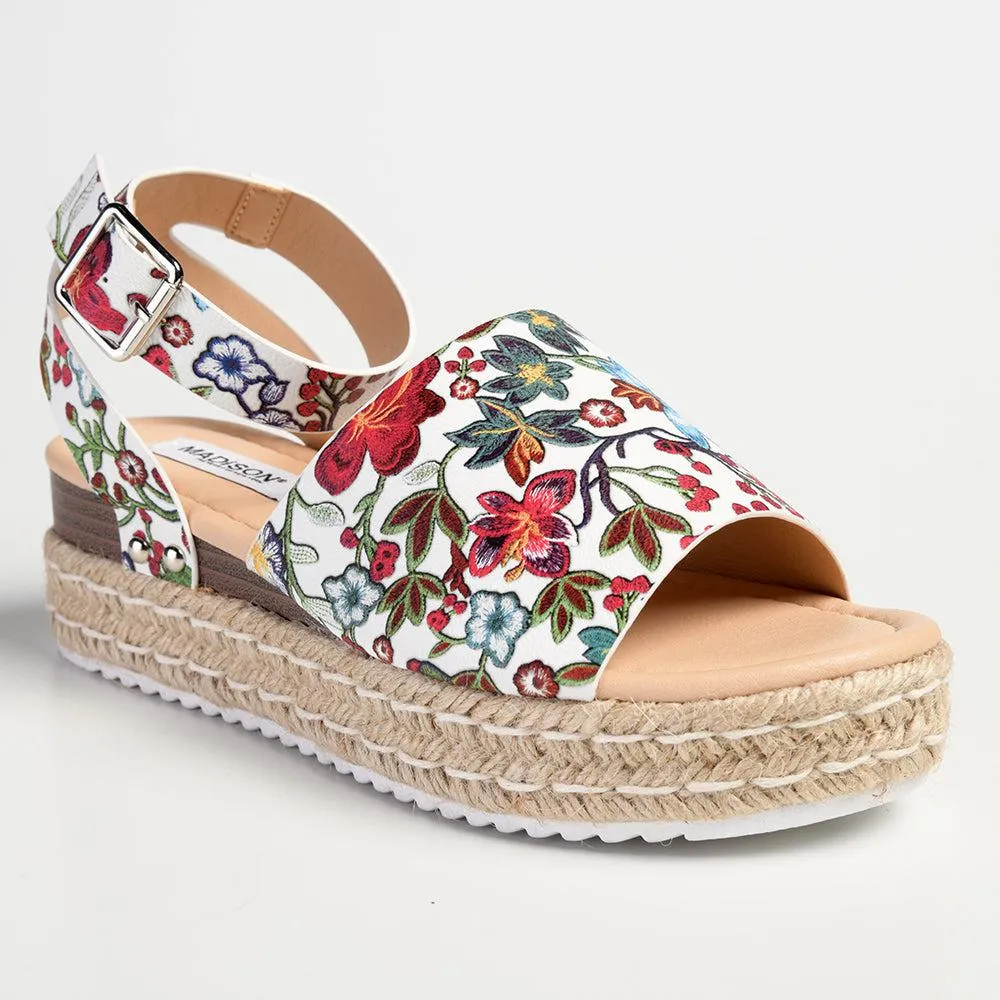 Madison Catherine 2 Espadrille Sandals - White Floral