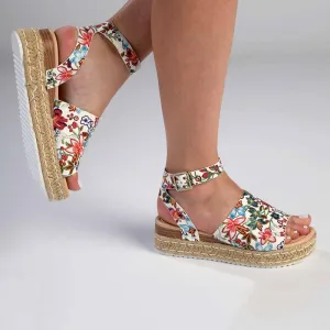 Madison Catherine 2 Espadrille Sandals - White Floral