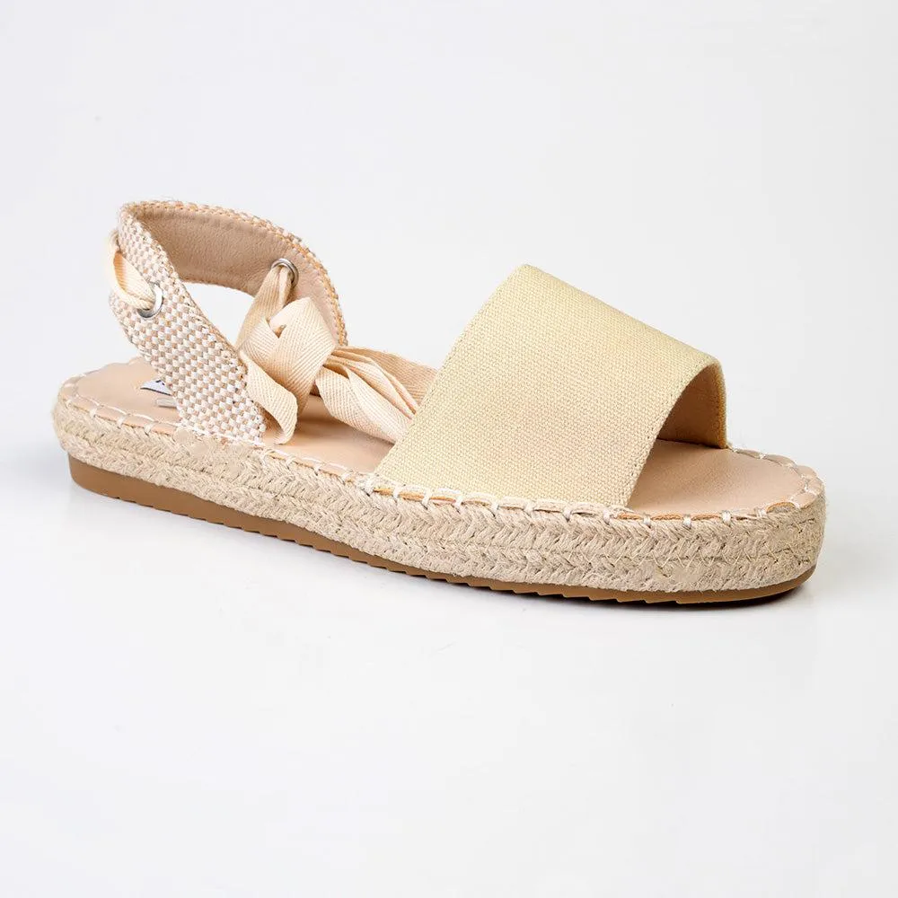 Madison Charlotte Ankle Wrap Espadrille Sandal - Nude