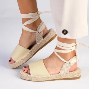 Madison Charlotte Ankle Wrap Espadrille Sandal - Nude