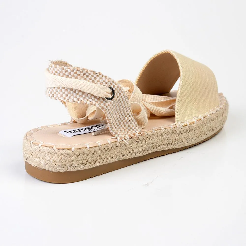 Madison Charlotte Ankle Wrap Espadrille Sandal - Nude