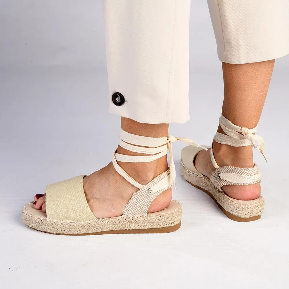 Madison Charlotte Ankle Wrap Espadrille Sandal - Nude