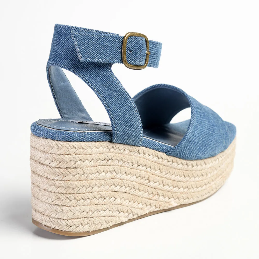 Madison Lauren Espadrille Wedge Sandal - Blue