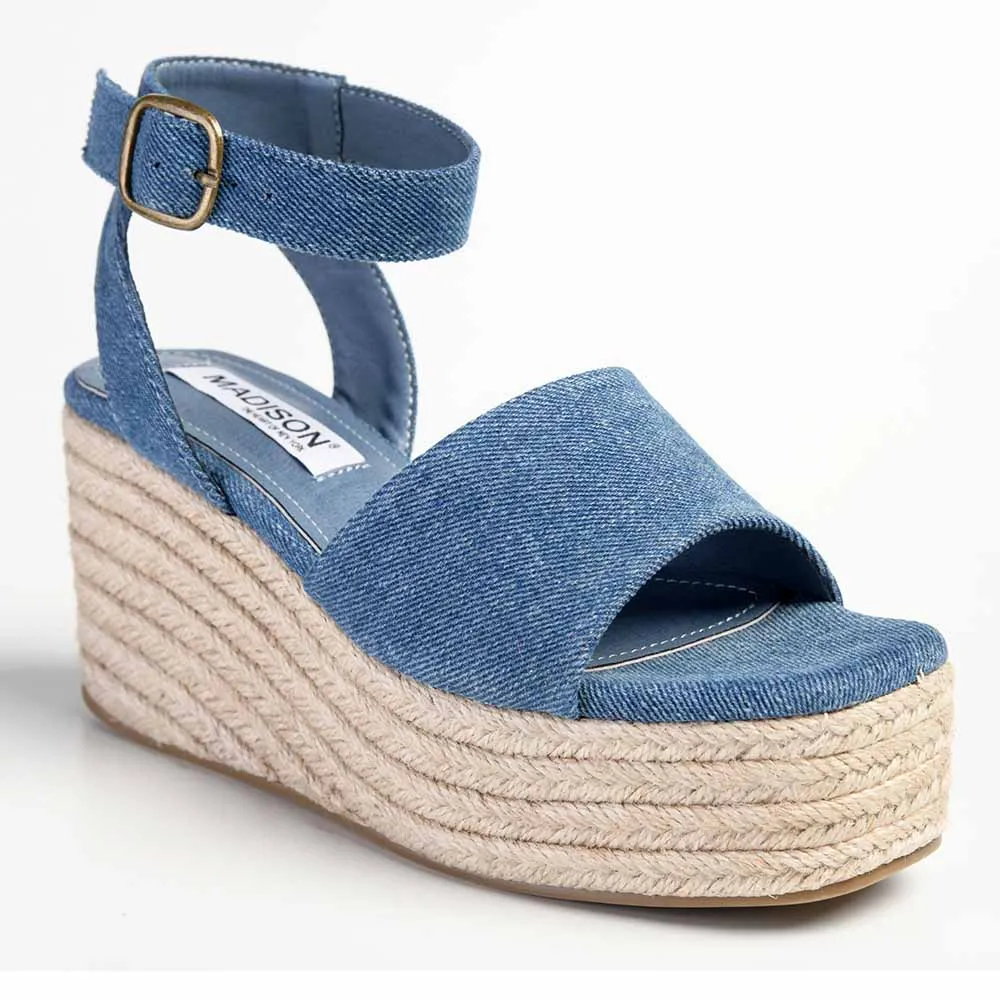 Madison Lauren Espadrille Wedge Sandal - Blue