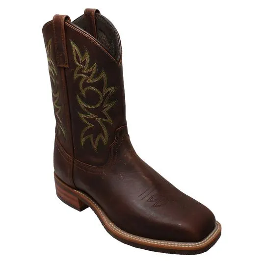 Men's 11" Work Western Square Toe Brown Leather Boots