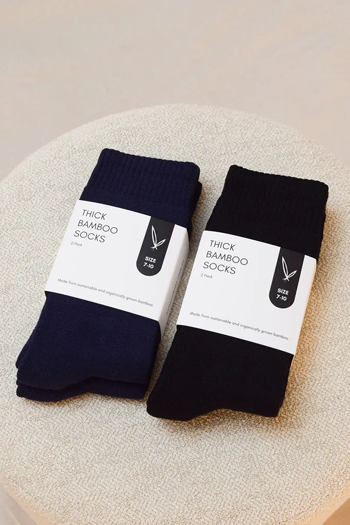 Men's Thick Bamboo Socks 2 Pack - Navy