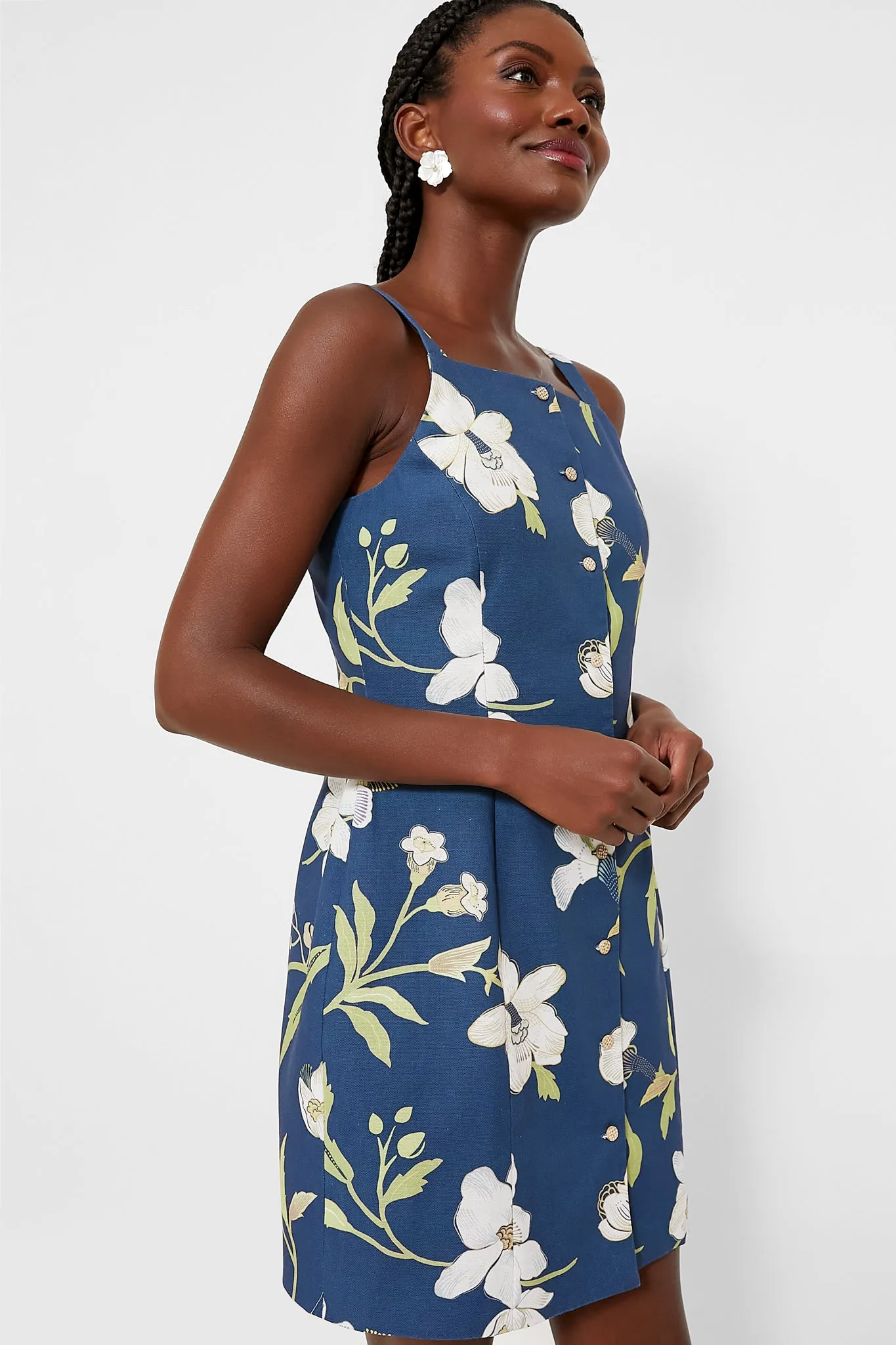 Navy Orchid High Neck Mini Dress