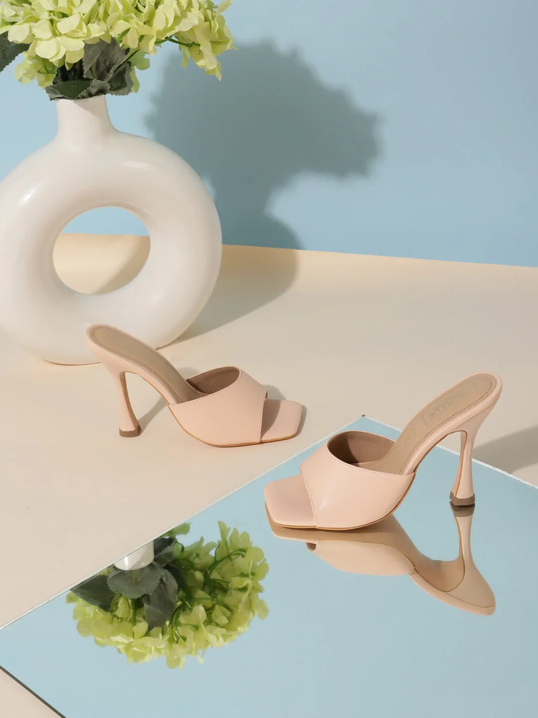 Nude PU Stiletto Mules (TC-RLST26-NUD)