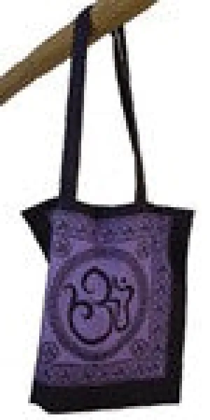 Om Cotton Bag - Purple/Black