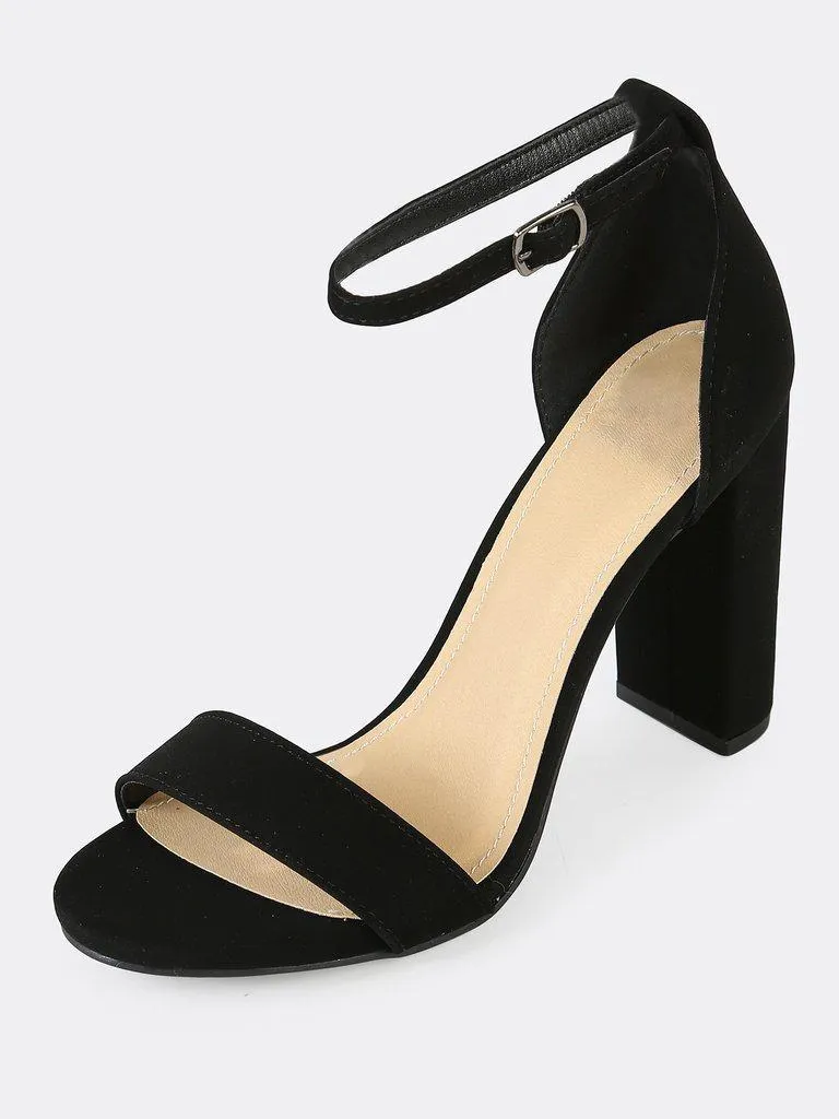 Open Toe Dressy Sandal with Thin Ankle Cuff BLACK