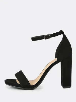 Open Toe Dressy Sandal with Thin Ankle Cuff BLACK