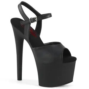 Passion-709 Black Faux Leather Comfort Width, 7" Heels (Speed Heels)