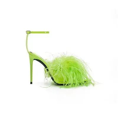 Pre Order:  Feather High Heels Strap Pointed Toe Heel Sandals