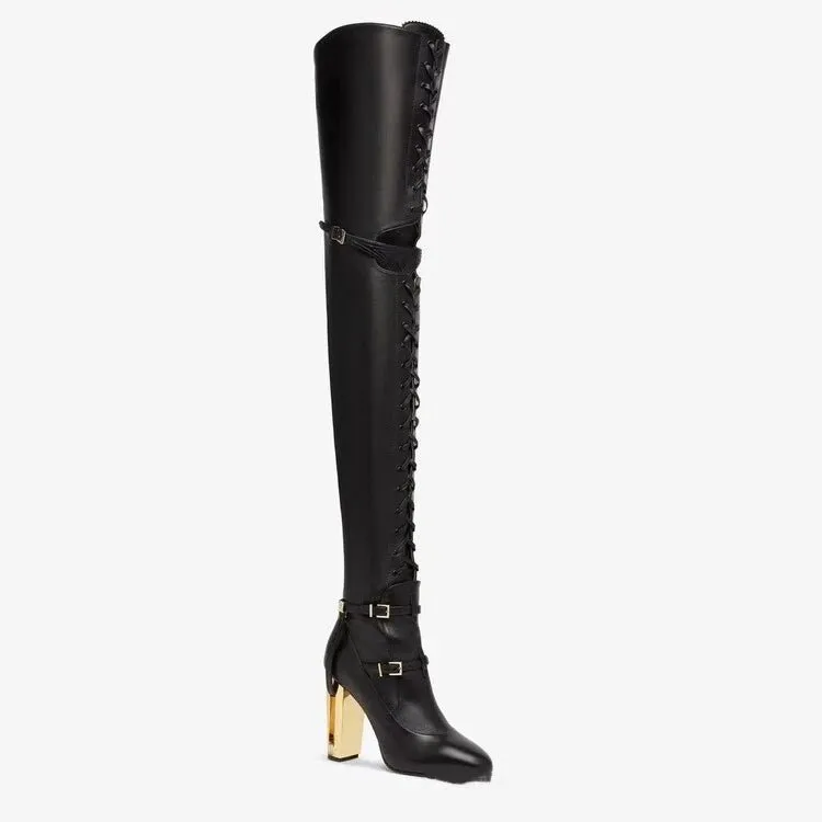 Pre Order:  Metal Heels Over-the-Knee Boots