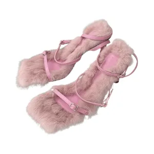 Pre Order:  Plush Fur High Heels Sandals