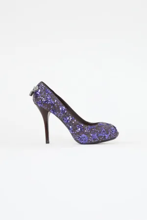 Purple & Grey Sequin "Oh Really" Pump