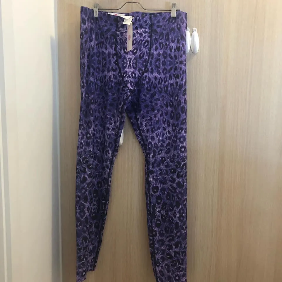 Purple Leopard Men's Leggings, Animal Print Meggings Compression Tights-Made in USA/EU