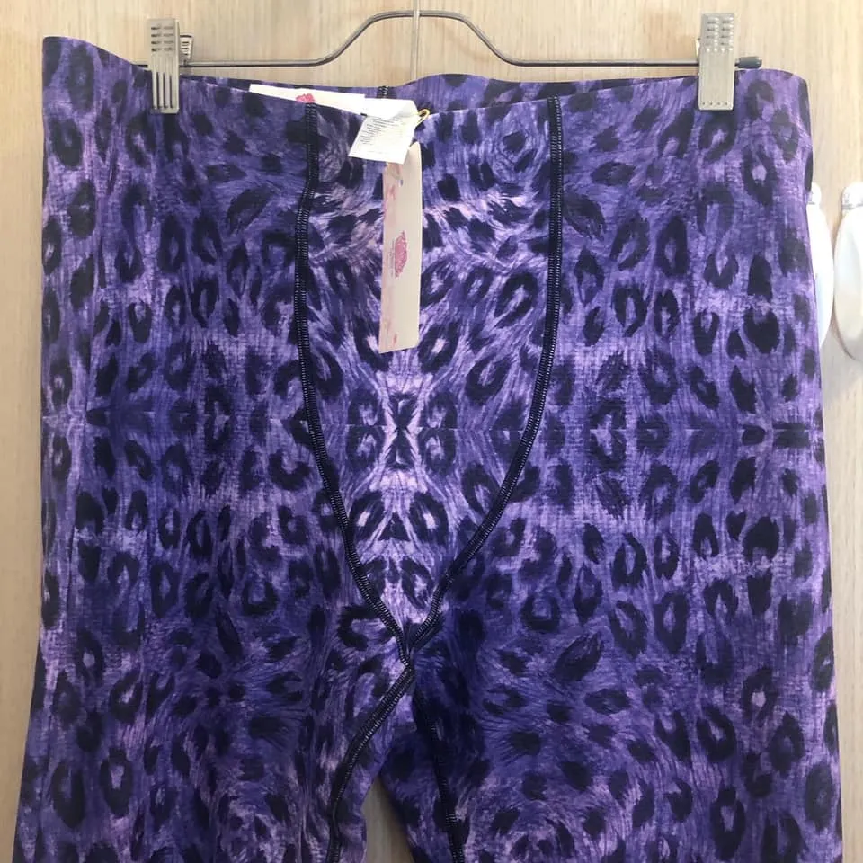 Purple Leopard Men's Leggings, Animal Print Meggings Compression Tights-Made in USA/EU