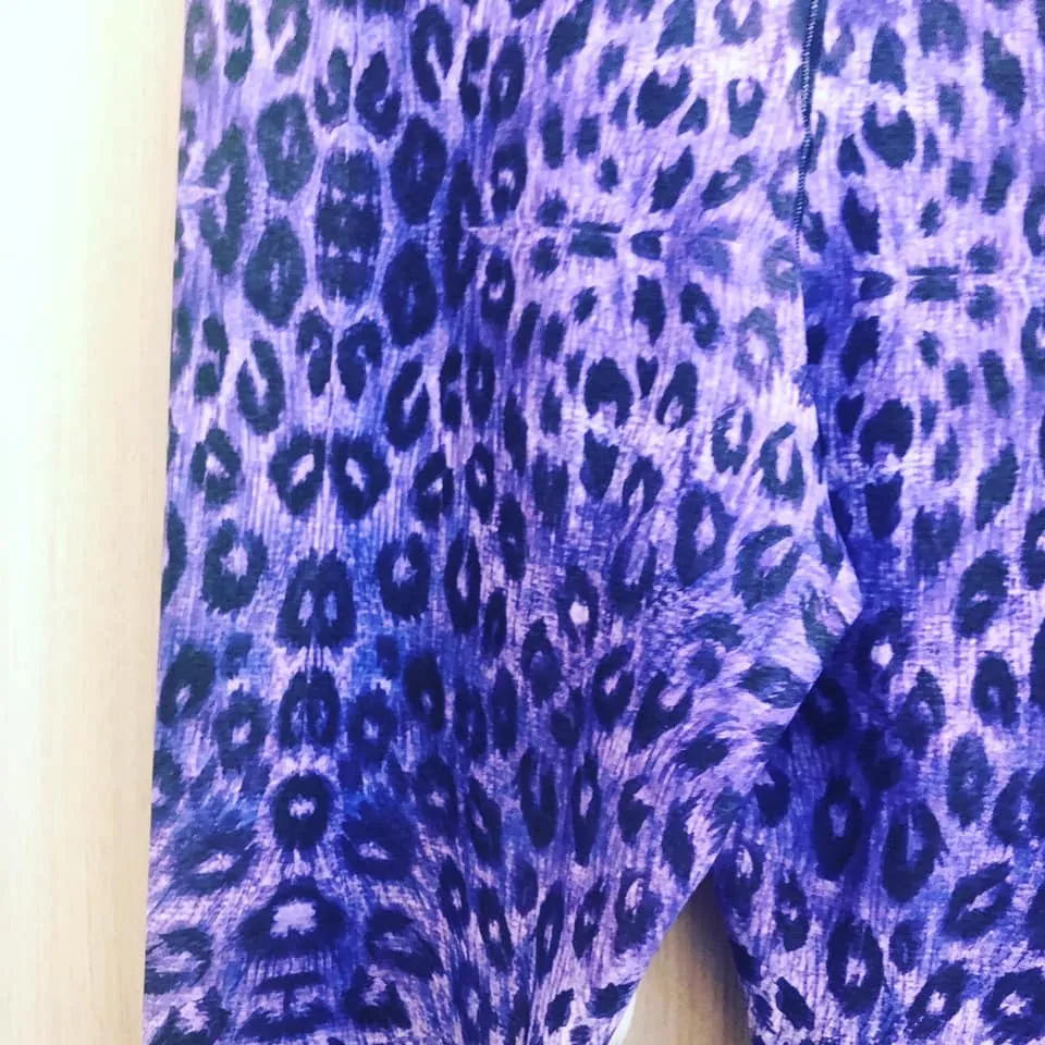 Purple Leopard Men's Leggings, Animal Print Meggings Compression Tights-Made in USA/EU