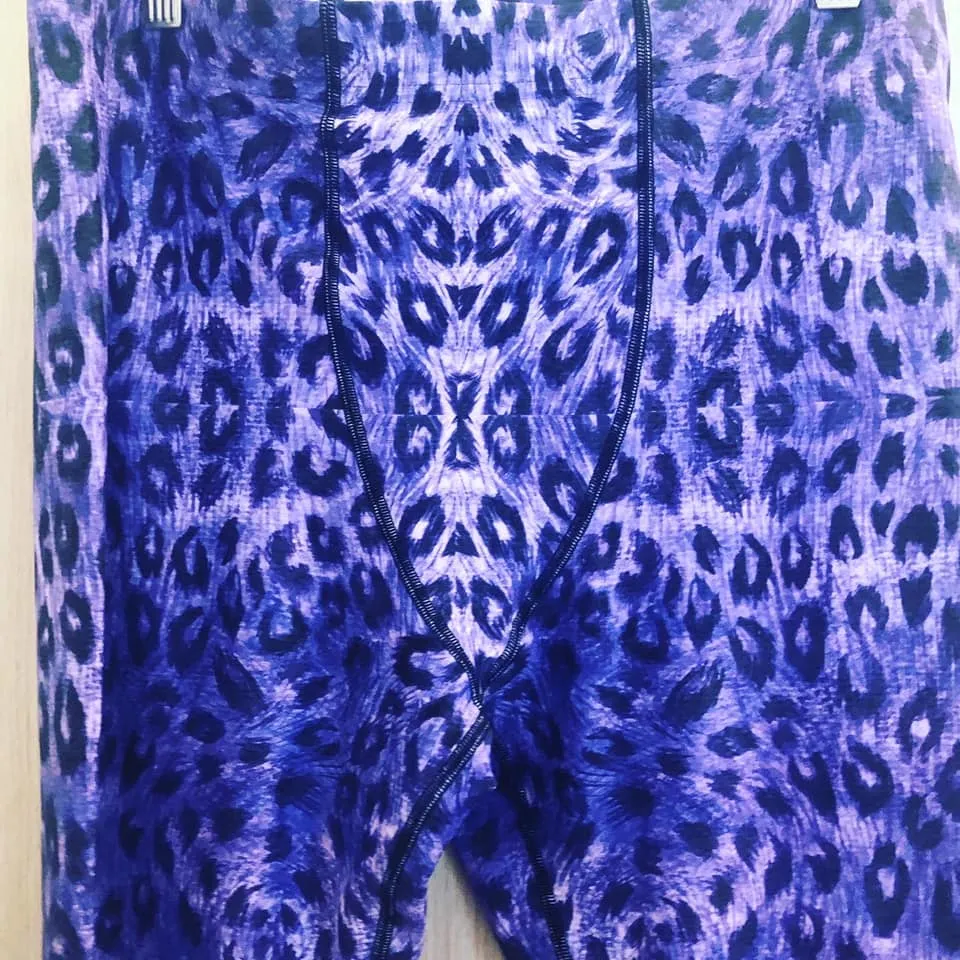 Purple Leopard Men's Leggings, Animal Print Meggings Compression Tights-Made in USA/EU