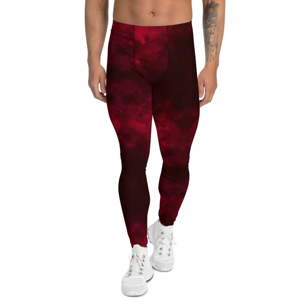 Red Abstract Men's Leggings, Gradient Meggings Compression Tights-Made in USA/EU